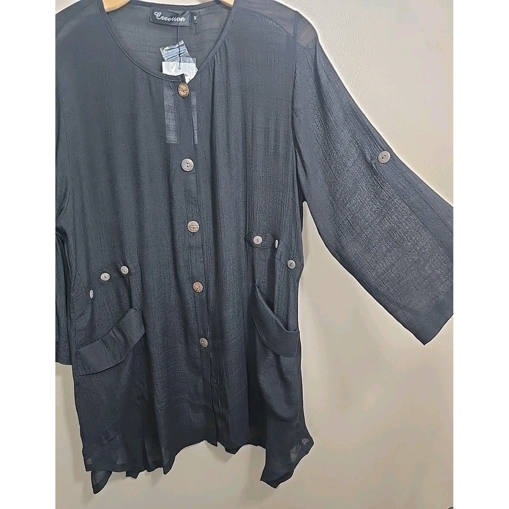 Creation Gauze Womens Top Size Small Black - Picture 4 of 5